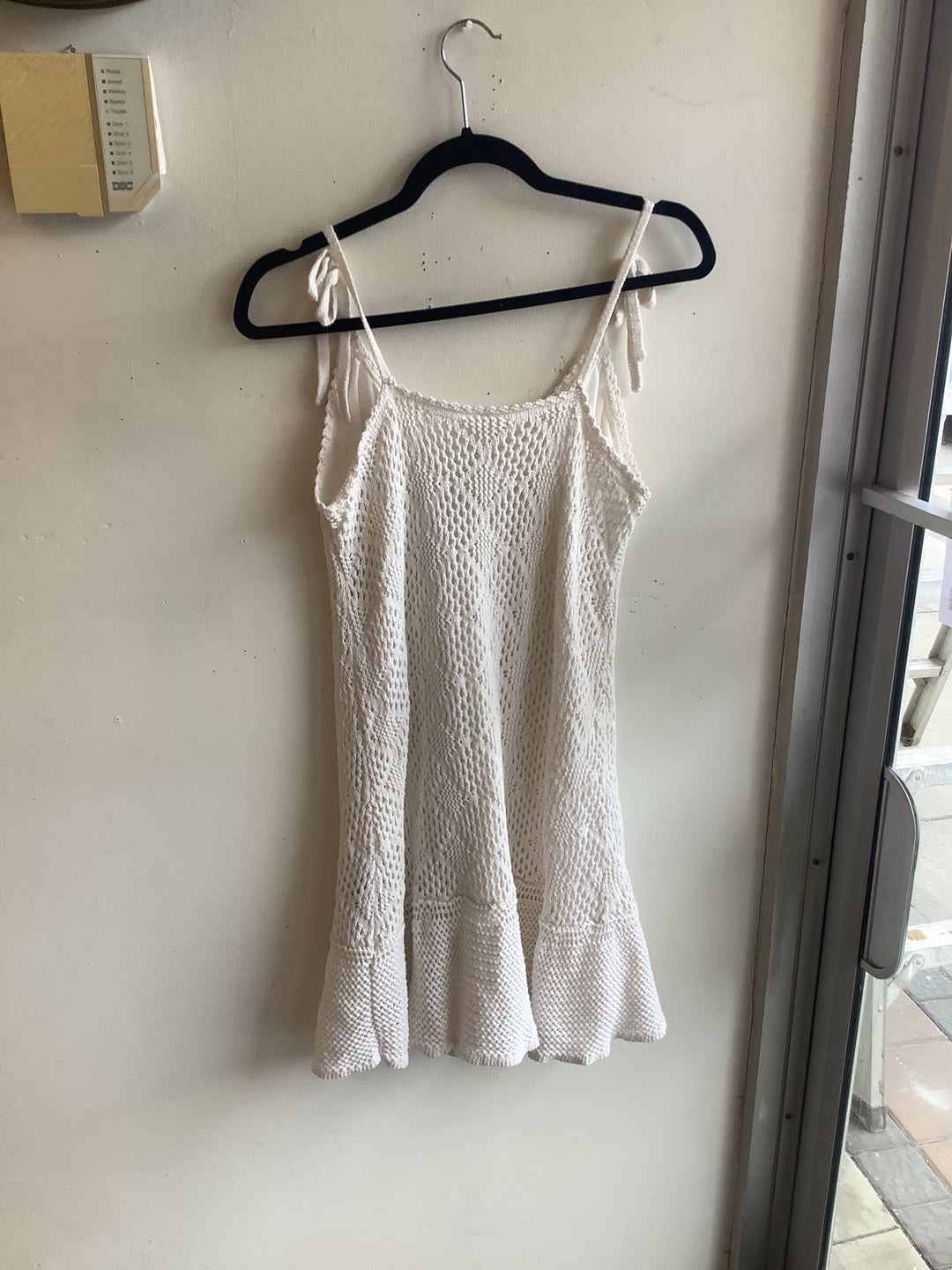 Cream Crochet Tie Strap Mini Dress