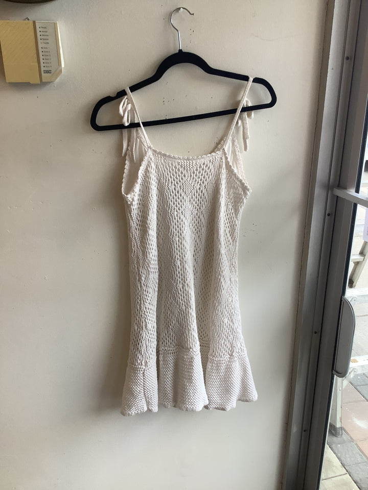 Cream Crochet Tie Strap Mini Dress