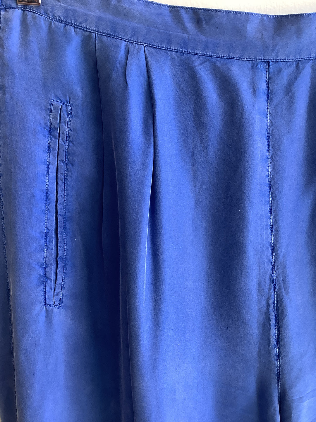 Vintage 1980s Royal Blue Silk Pants | Size Large