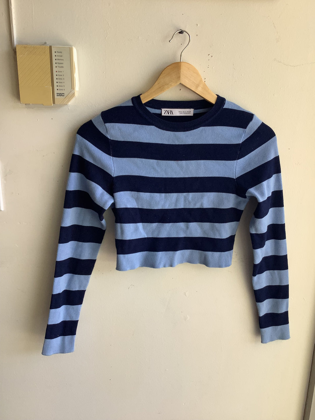 Zara Candy Stripe Knit Crop Sweater