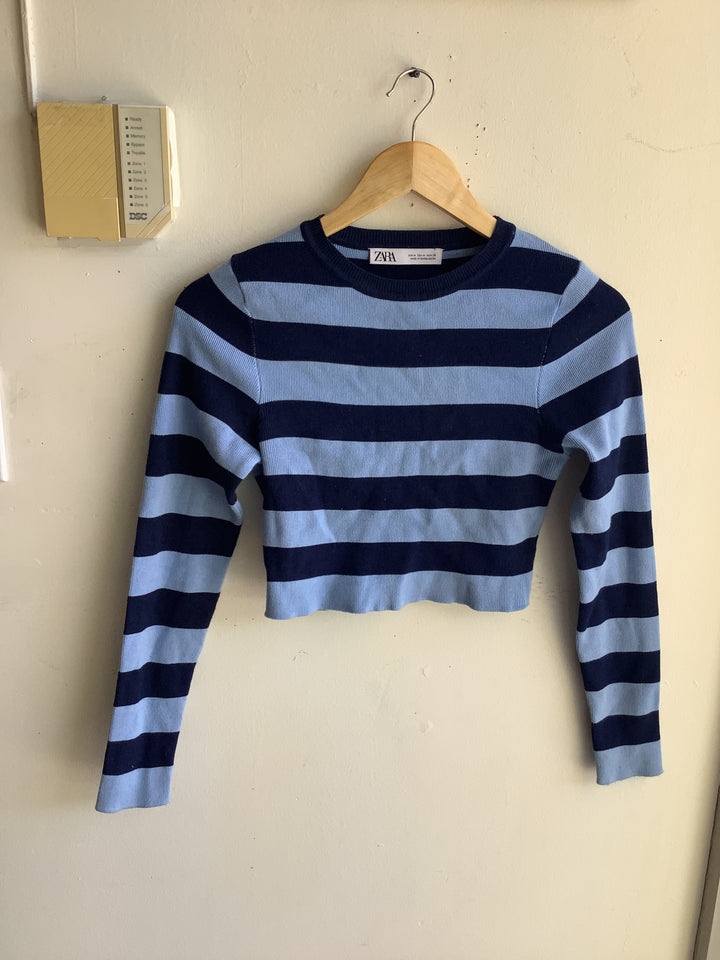 Zara Candy Stripe Knit Crop Sweater