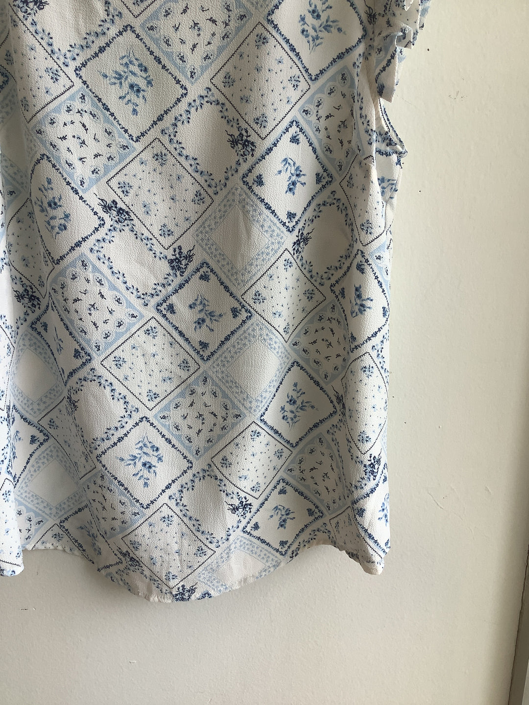 Blue Floral Ruffle Blouse