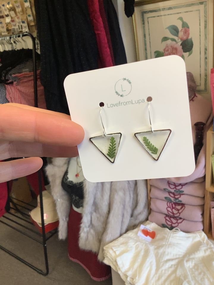 Fern Triangle Resin Earrings- Love From Lupa