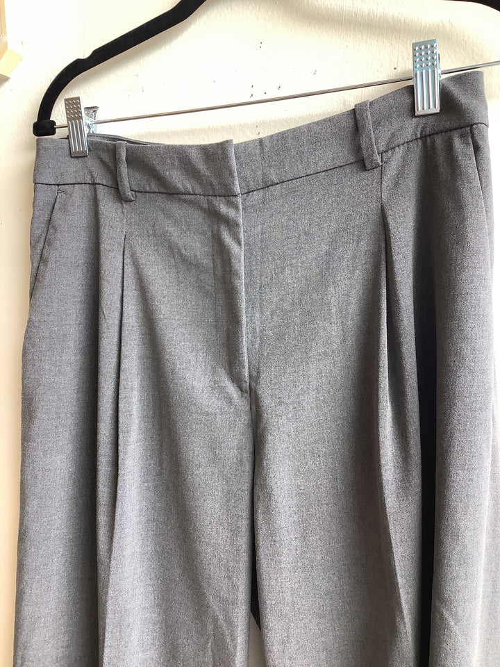Grey Tailored Wide Leg Trousers