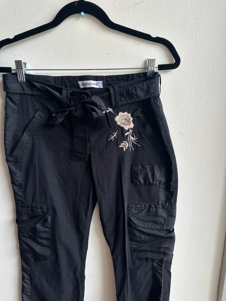 Vintage Fervente Y2K Embroidered Cargo Pants | Size 40 / M