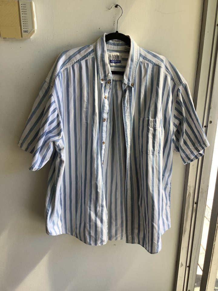 Vintage Blue Stripe Button-Up