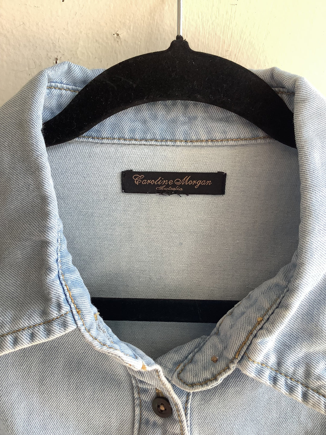Caroline Morgan Puff Sleeve Denim Mini Dress