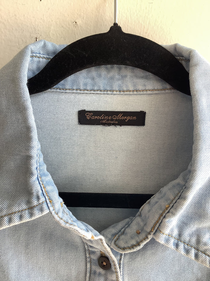 Caroline Morgan Puff Sleeve Denim Mini Dress