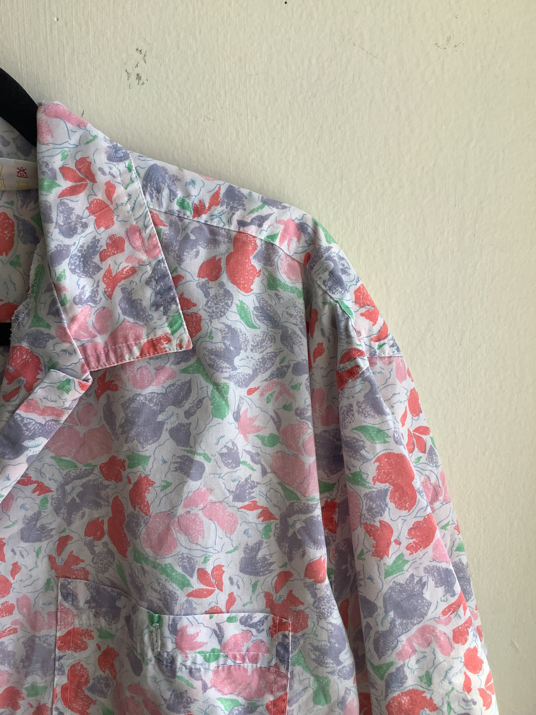 Vintage Pastel Floral Button-Up Blouse