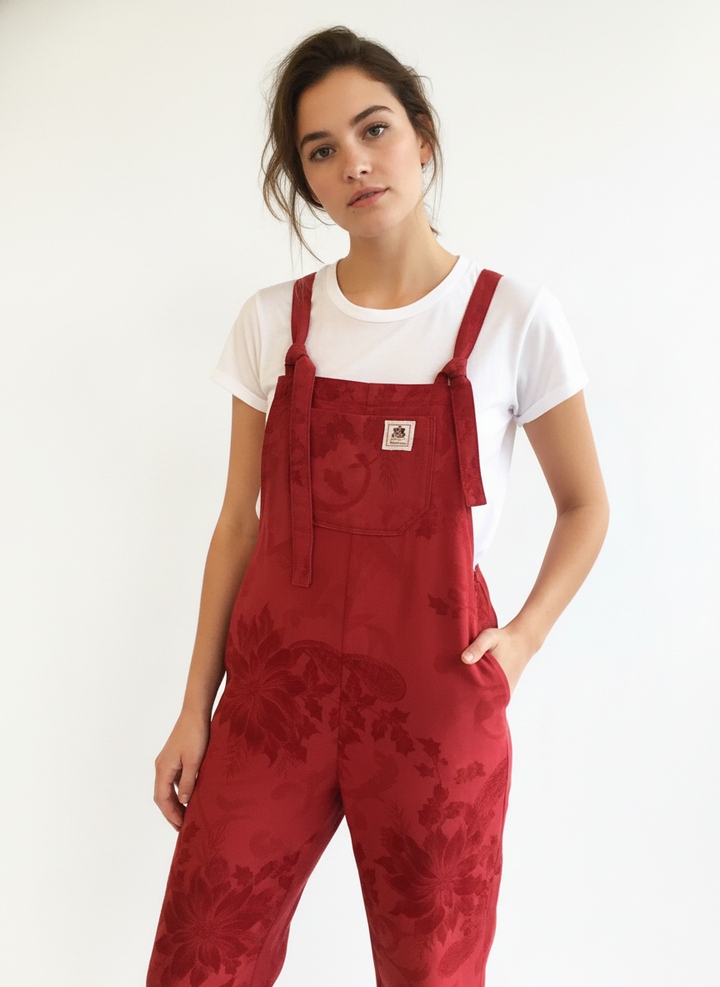 Butterflies in Ballgowns Ruby Floral Overalls