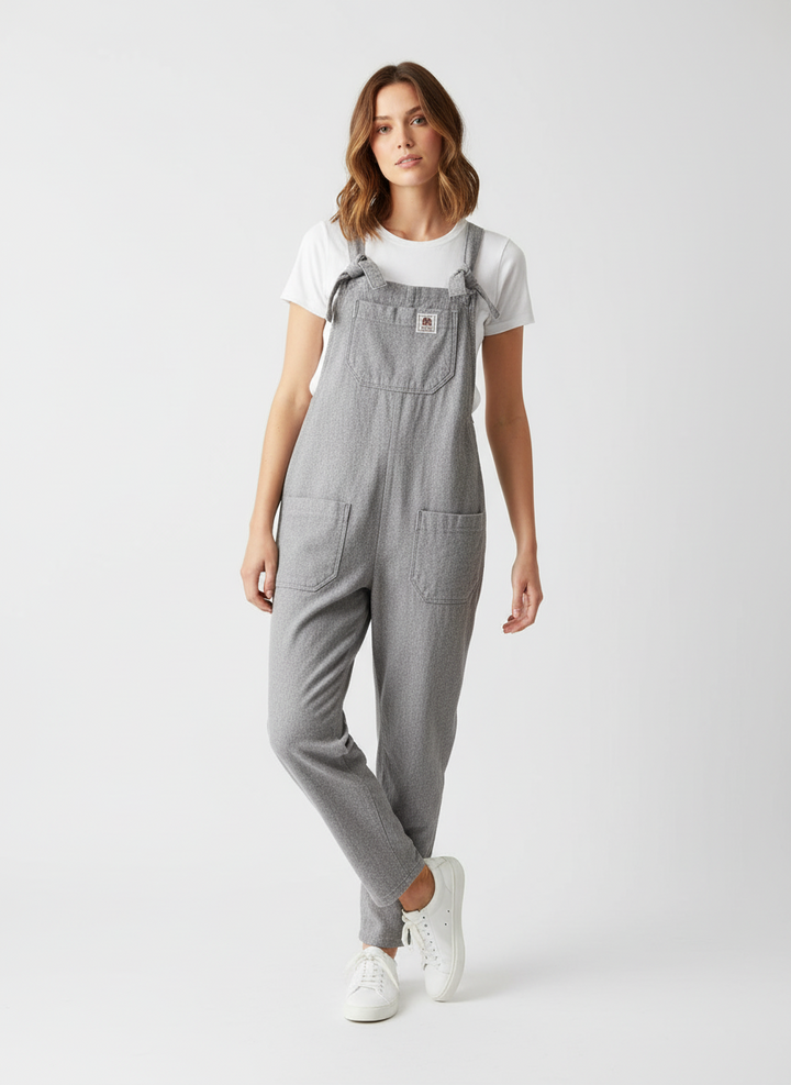 Butterflies in Ballgowns Light Grey Flannel Overalls