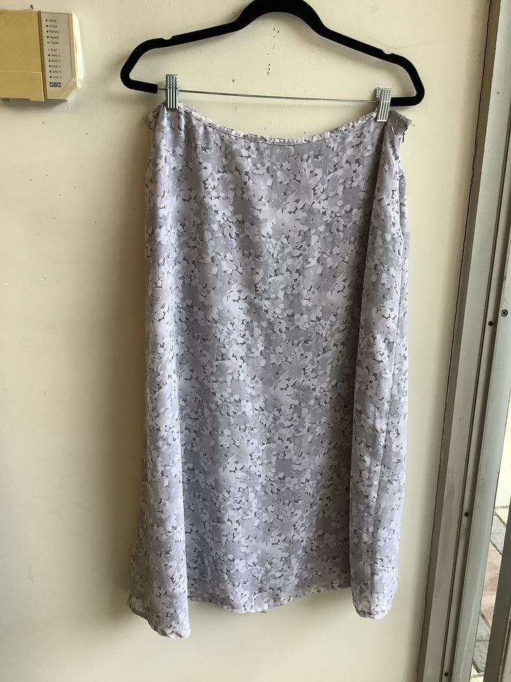 Silver Floral Midi Skirt