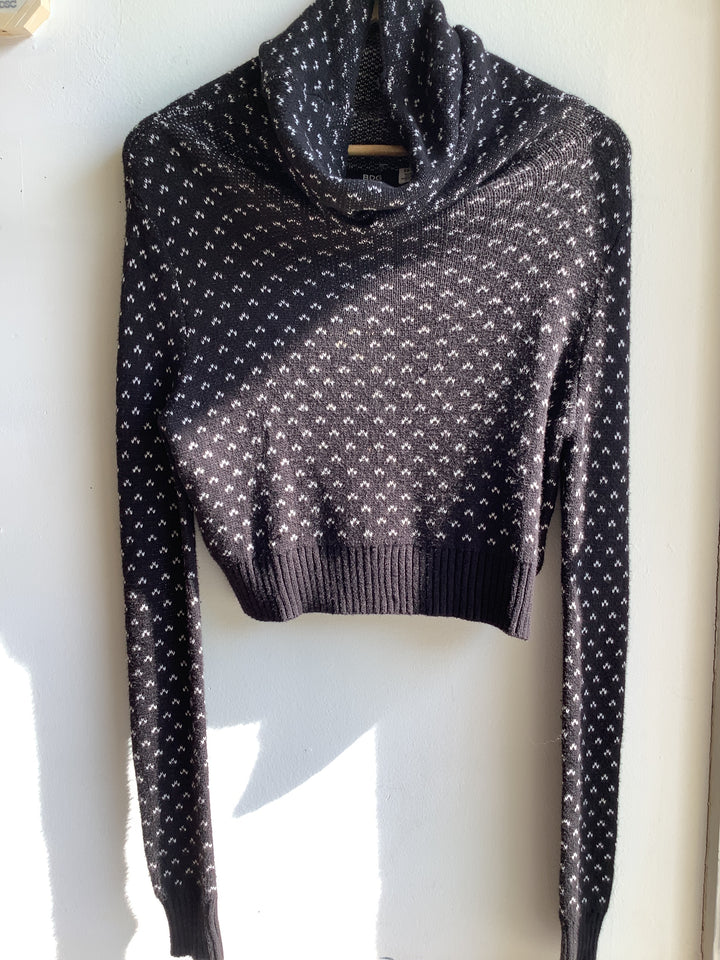 BDG Black & White patterned crop Turtleneck Sweater