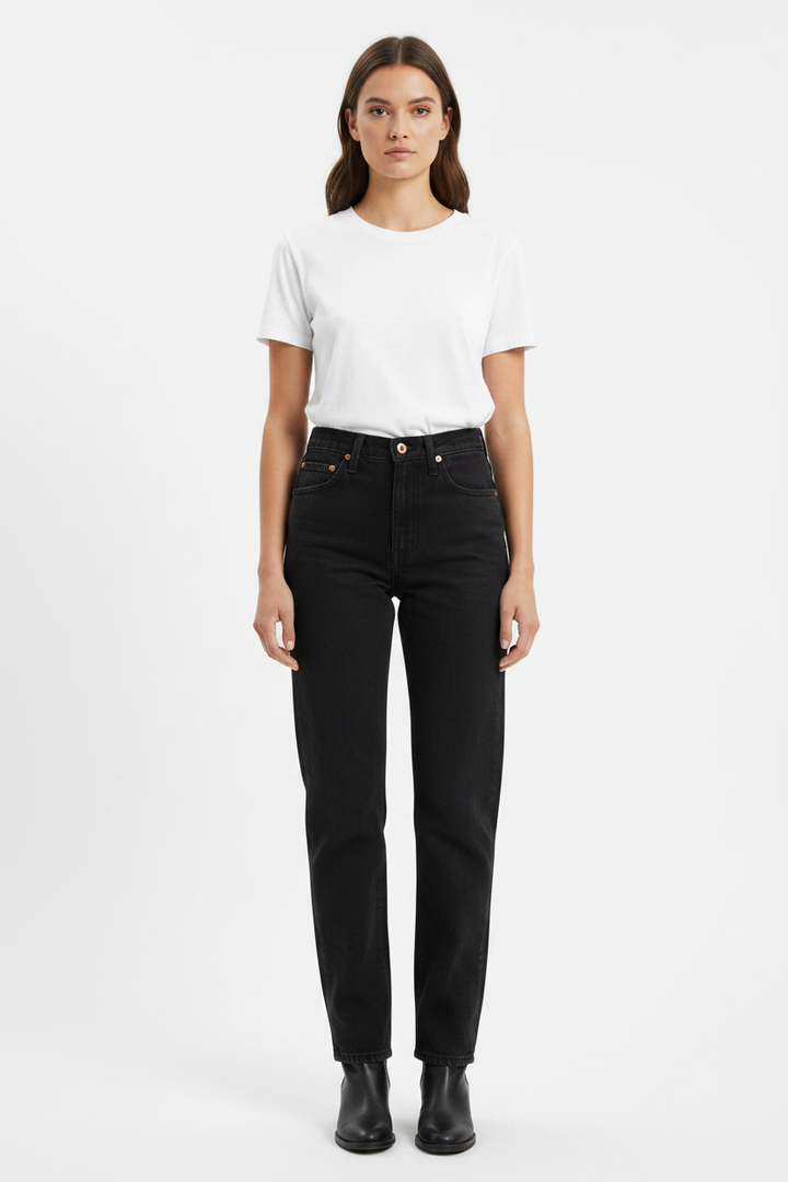 Wrangler Black High Rise Straight Leg Jeans