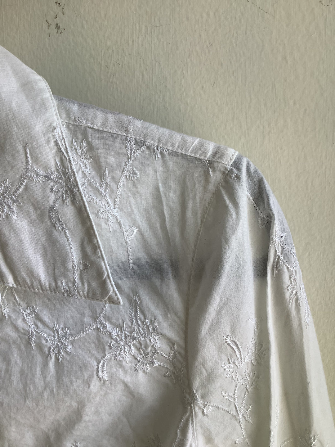 Embroidered Tie-Front Cotton Blouse