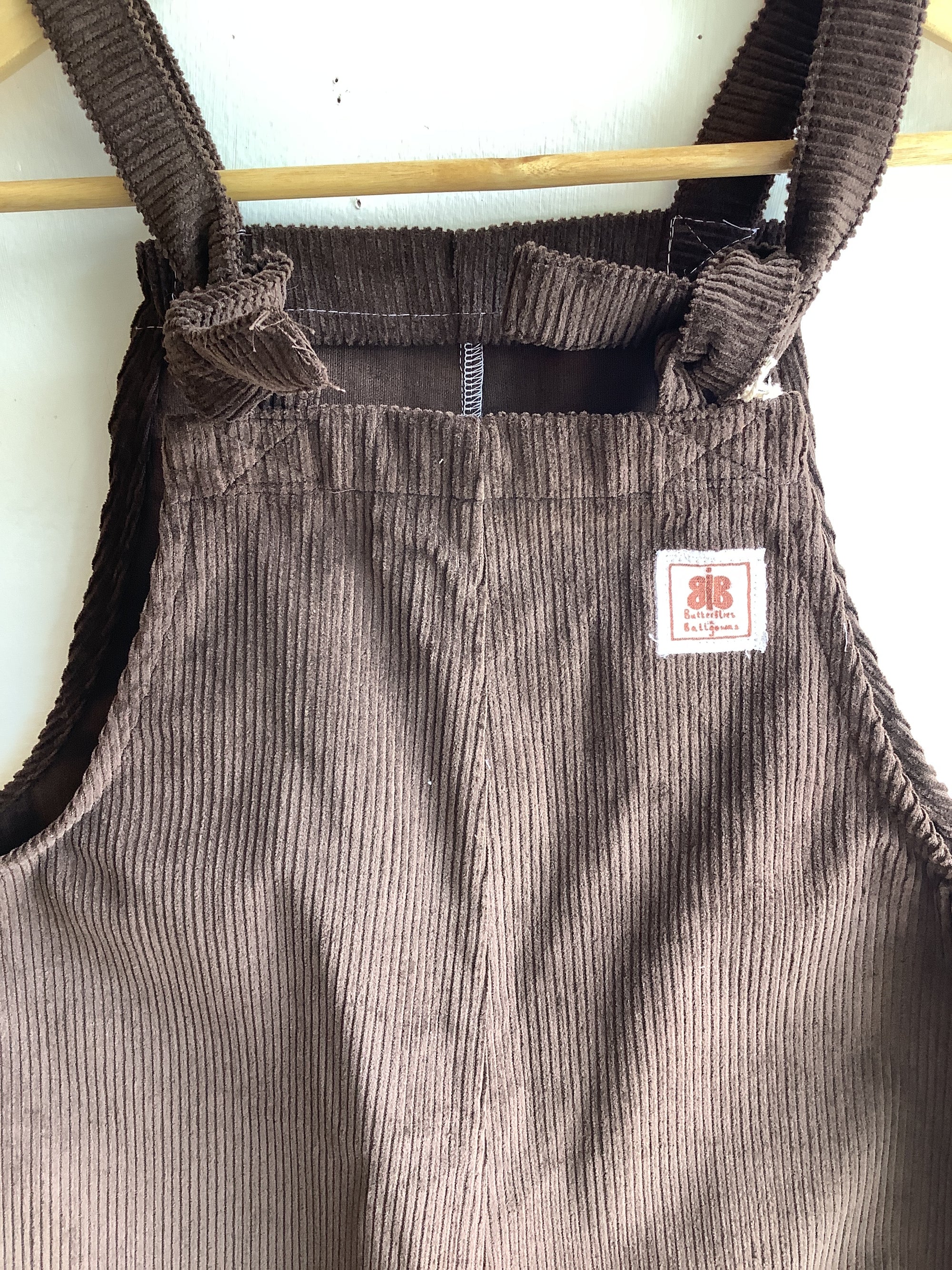 Butterflies in Ballgowns Brown Cord Short Overalls