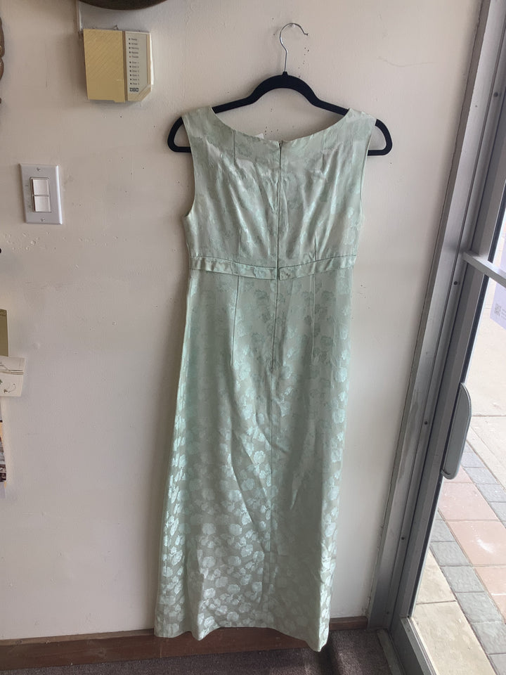 Vintage Mint Floral Jacquard Midi Dress