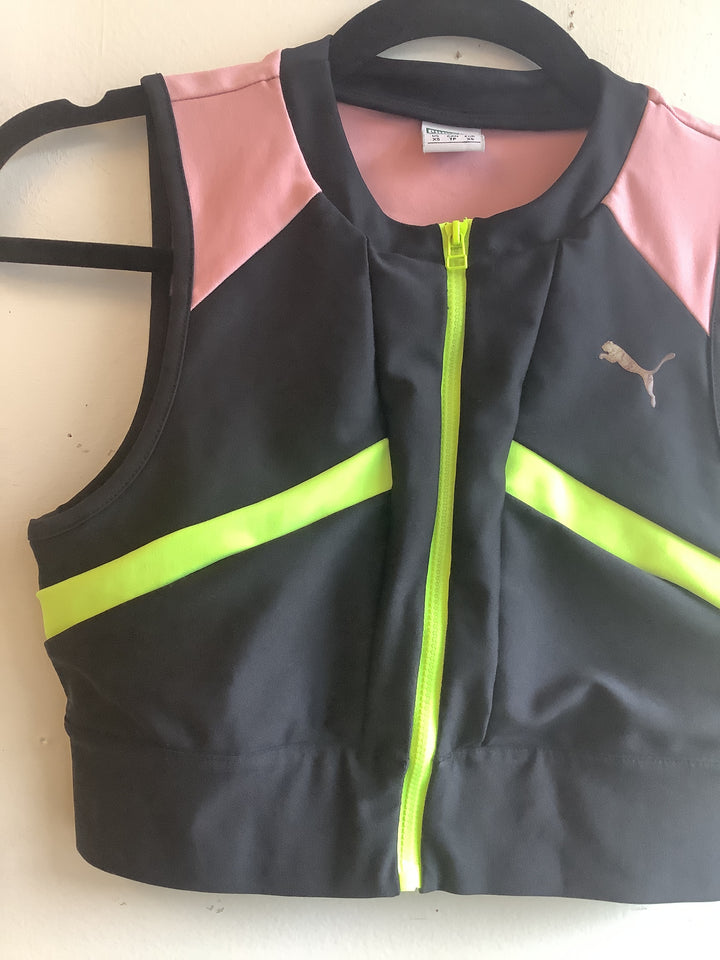 Neon Rush Zip Front Crop Top