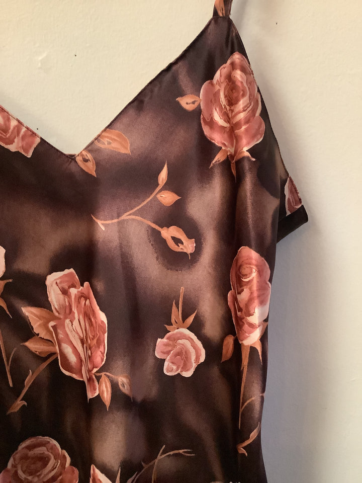 Vintage Rosy Mocha Satin Slip Dress