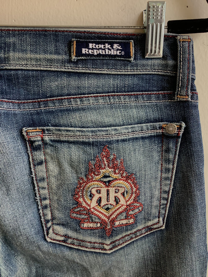 Rock & Republic Embroidered Crest Bootcut Jeans