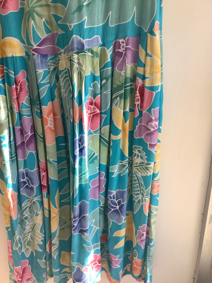 Vintage Tropical Floral Midi Dress
