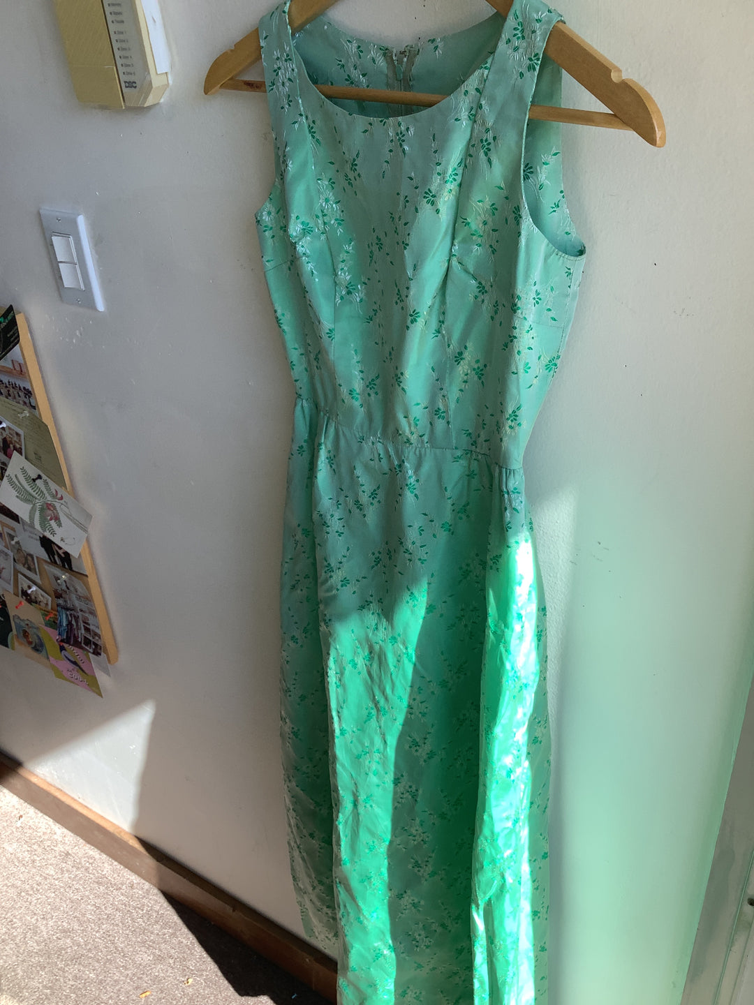 Vintage Mint Floral Maxi Dress