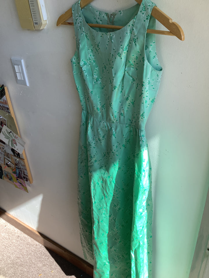 Vintage Mint Floral Maxi Dress