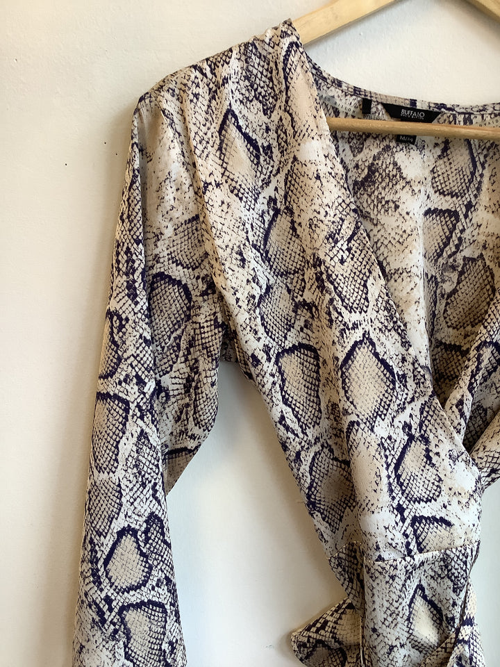 Vintage Silky Snakeskin Wrap Top