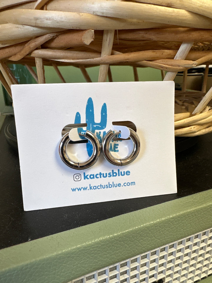 Kactus Blue Steel Chunky Round Hoops