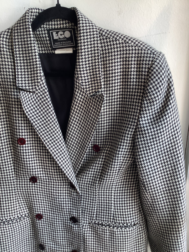 Vintage Houndstooth Double Breasted Blazer