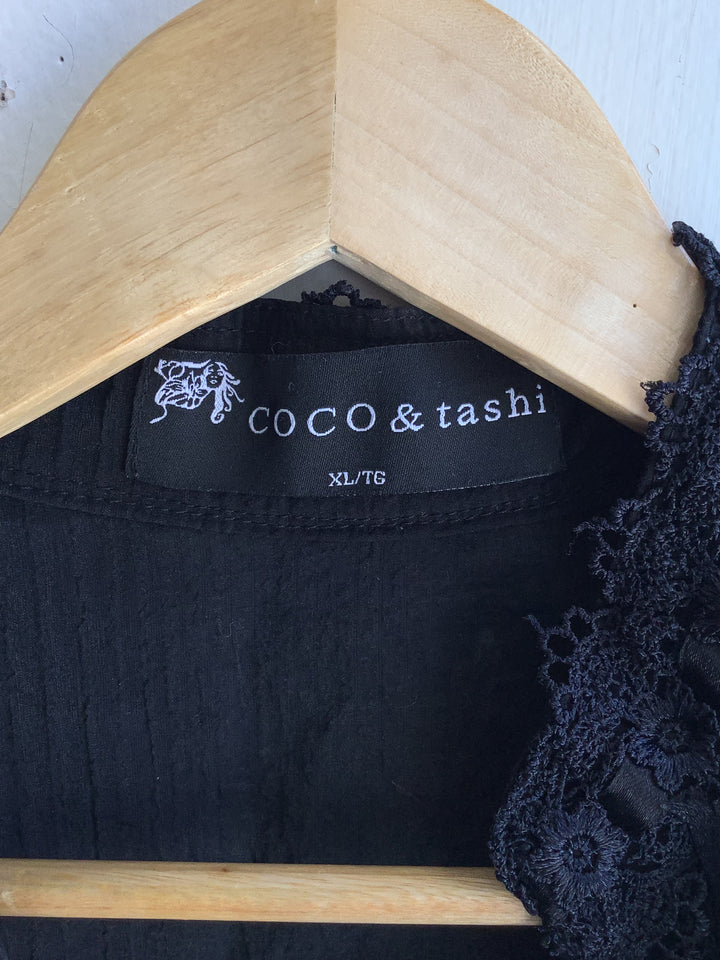 Midnight Lace Button Blouse