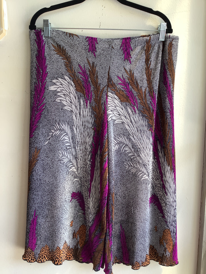 Vintage Feather Print Culottes