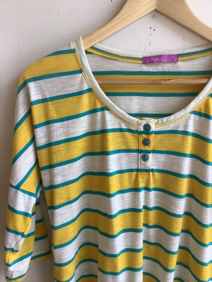 Natlasha Retro Striped Henley Top