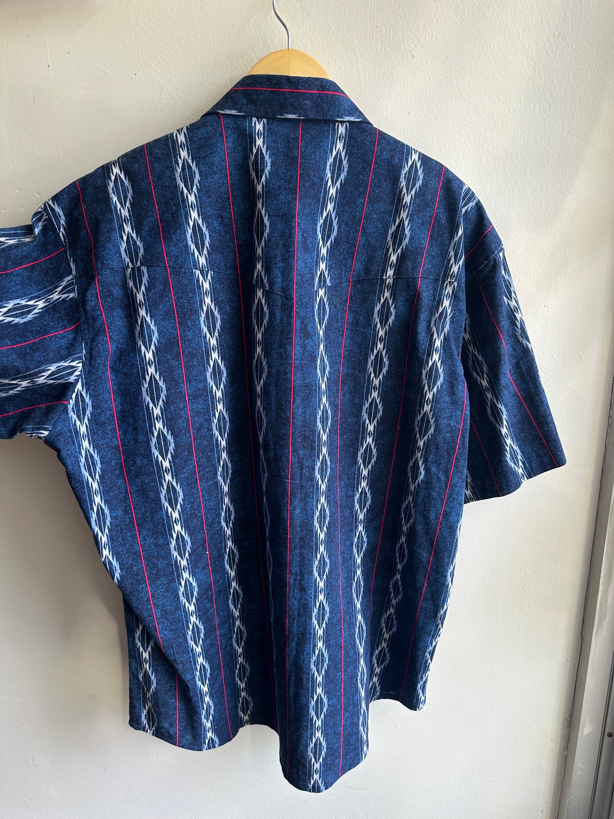 Vintage Men’s Blue Western Wrangler Shirt | Size Large