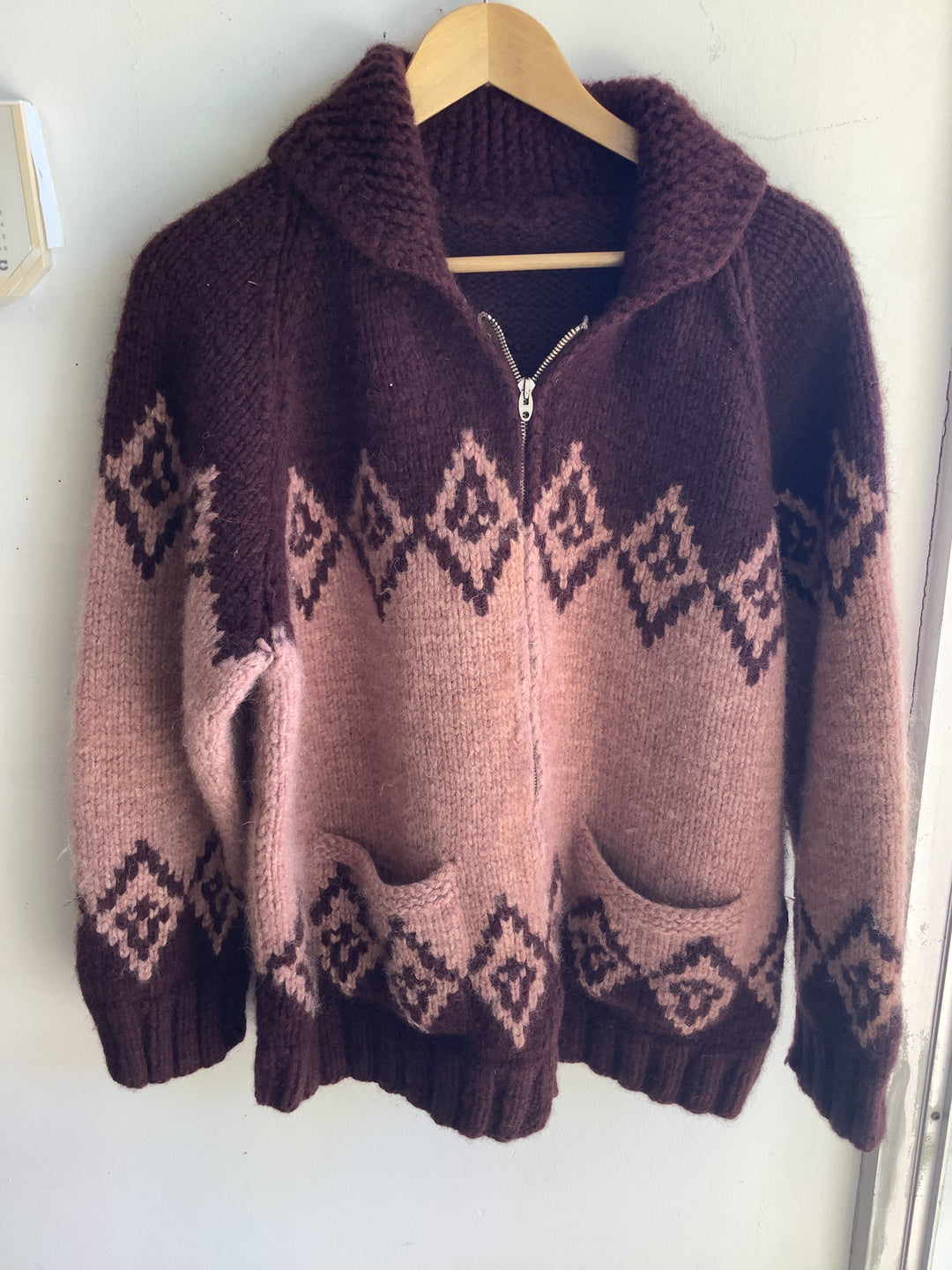 Handmade Vintage Wool Blend Zip Cardigan