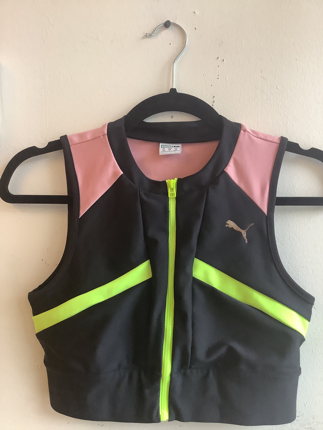 Neon Rush Zip Front Crop Top