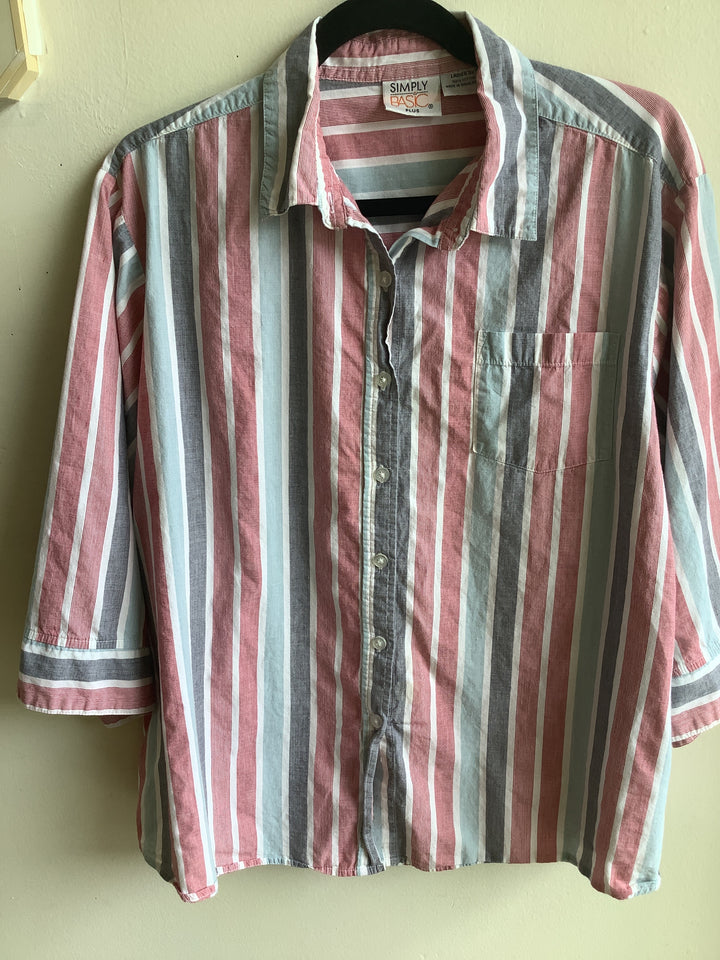Vintage Pastel Stripe Cotton Shirt