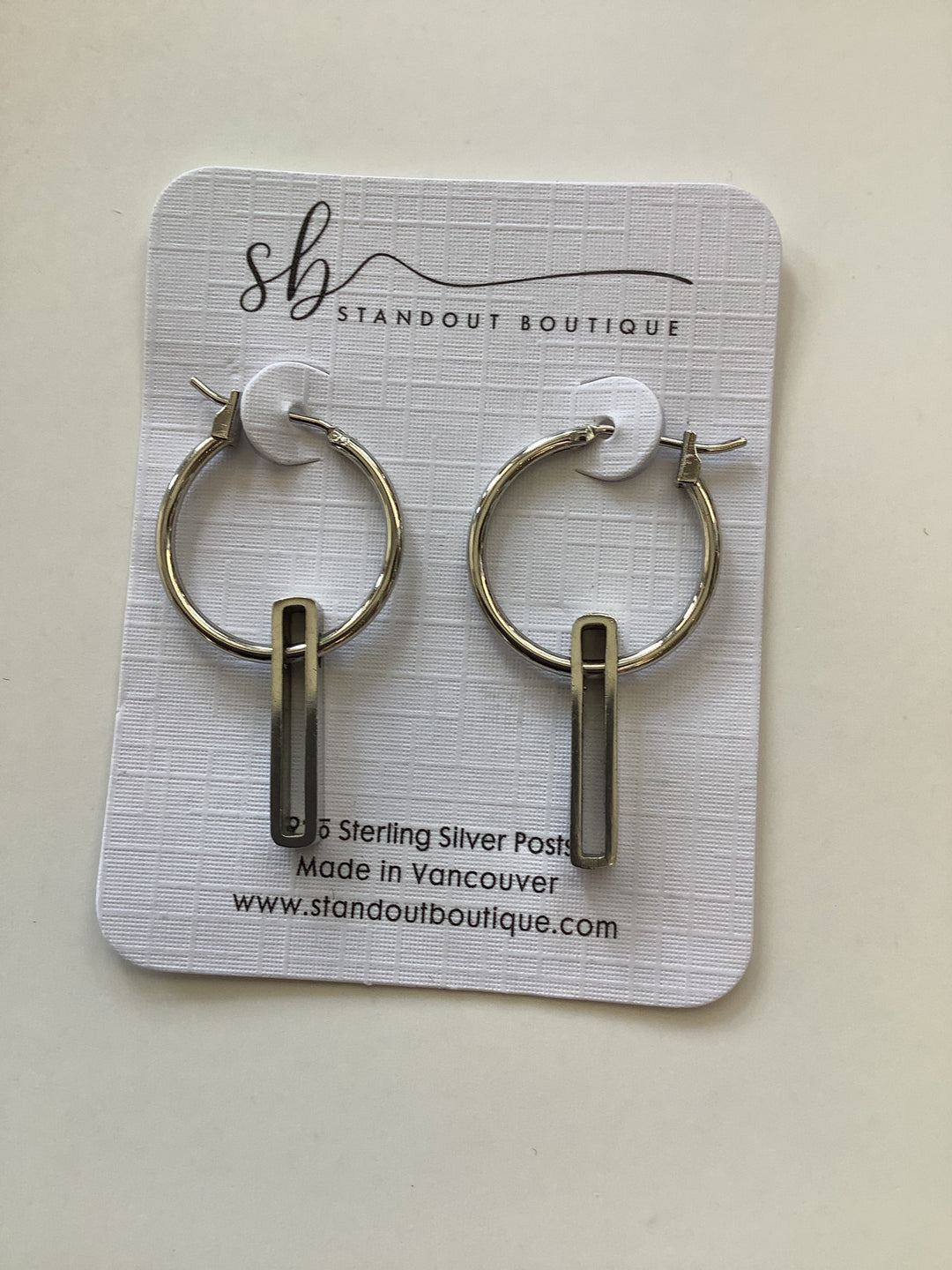 Silver Hoops With Dangle Post Earrings - Standout Boutique( Vancouver, BC)