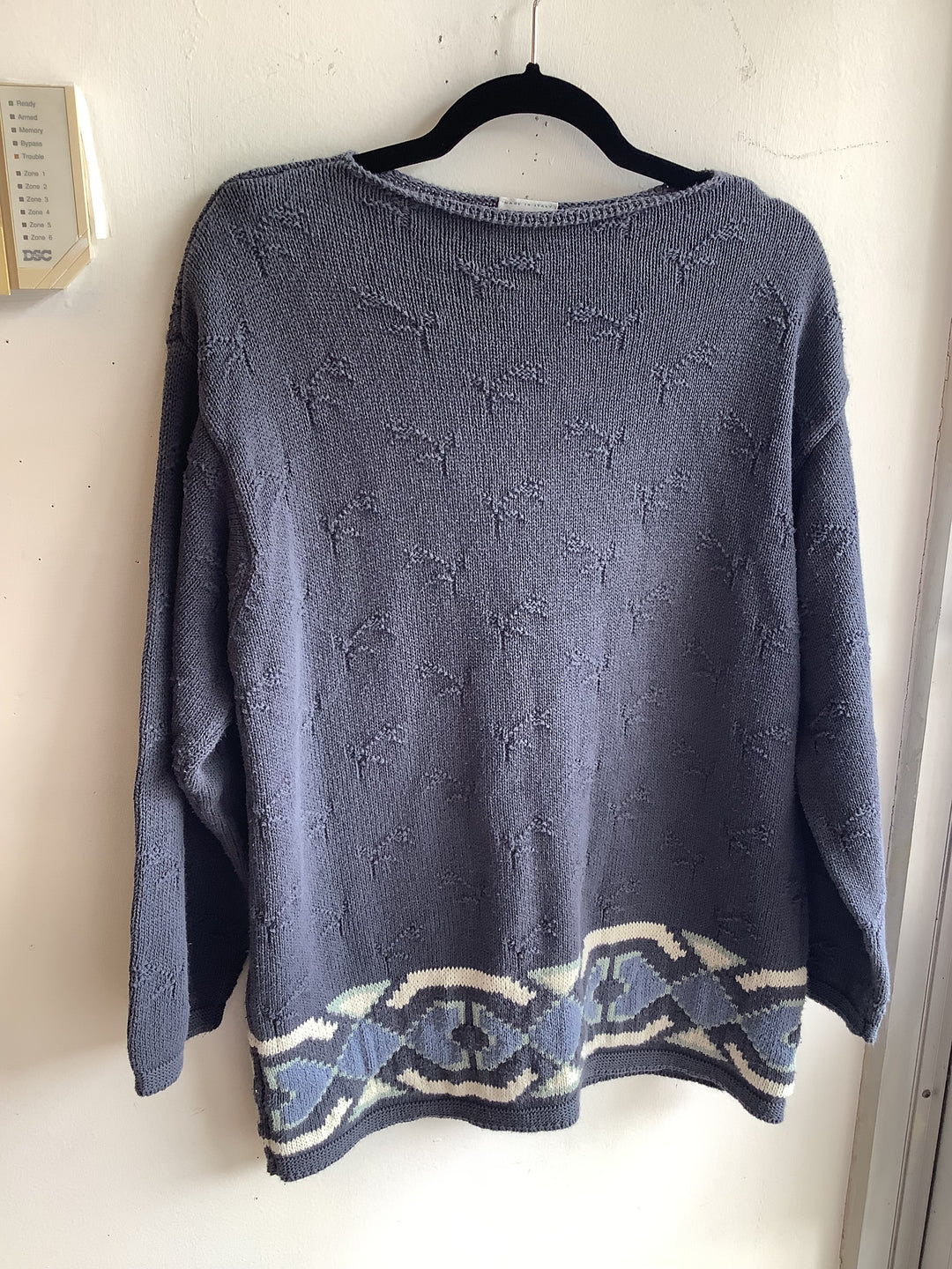 Blue Floral Knit Sweater