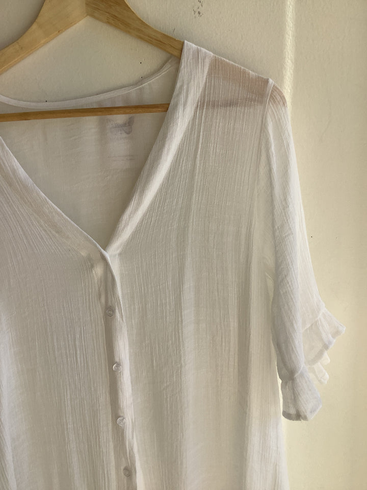 Vintage Inspired White Button Down Dress