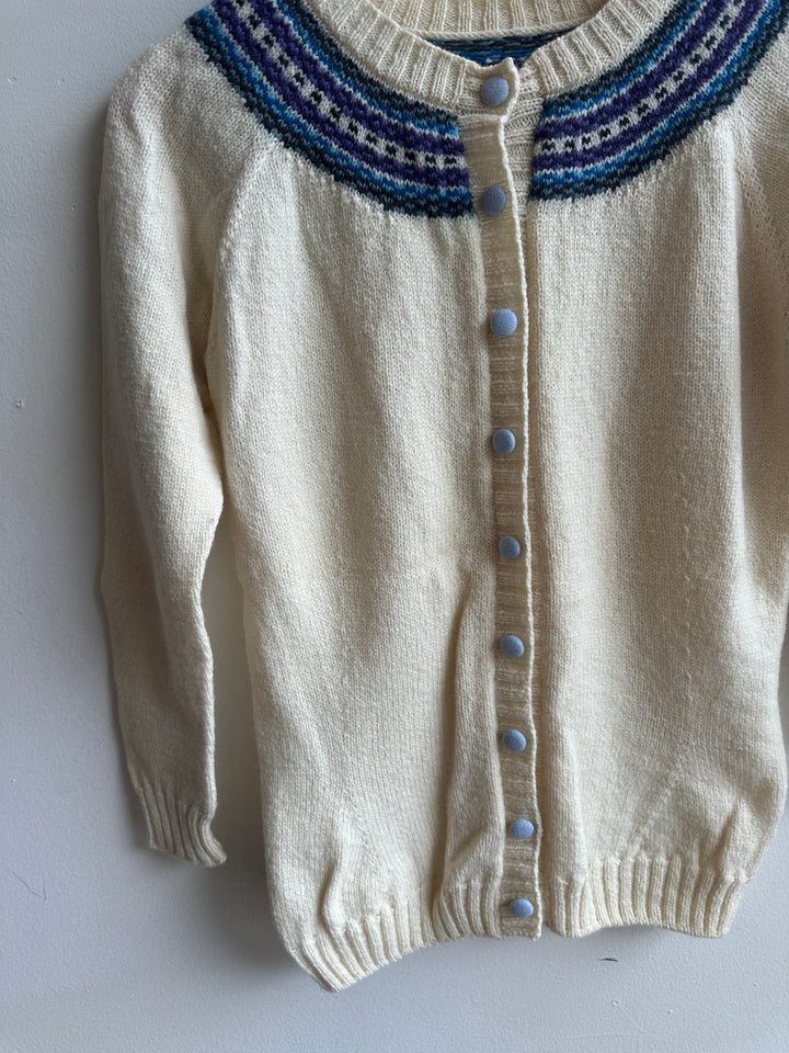 Debbie Svensson Hand Knit Merino Wool Fair Isle Cardigan