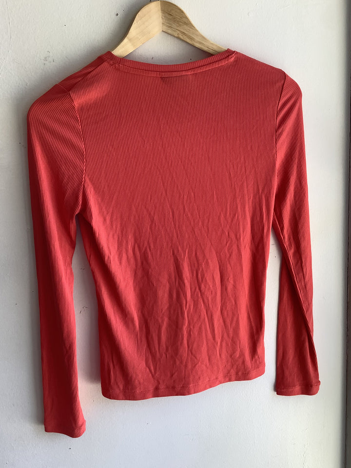 Coral Ribbed Long Sleeve
