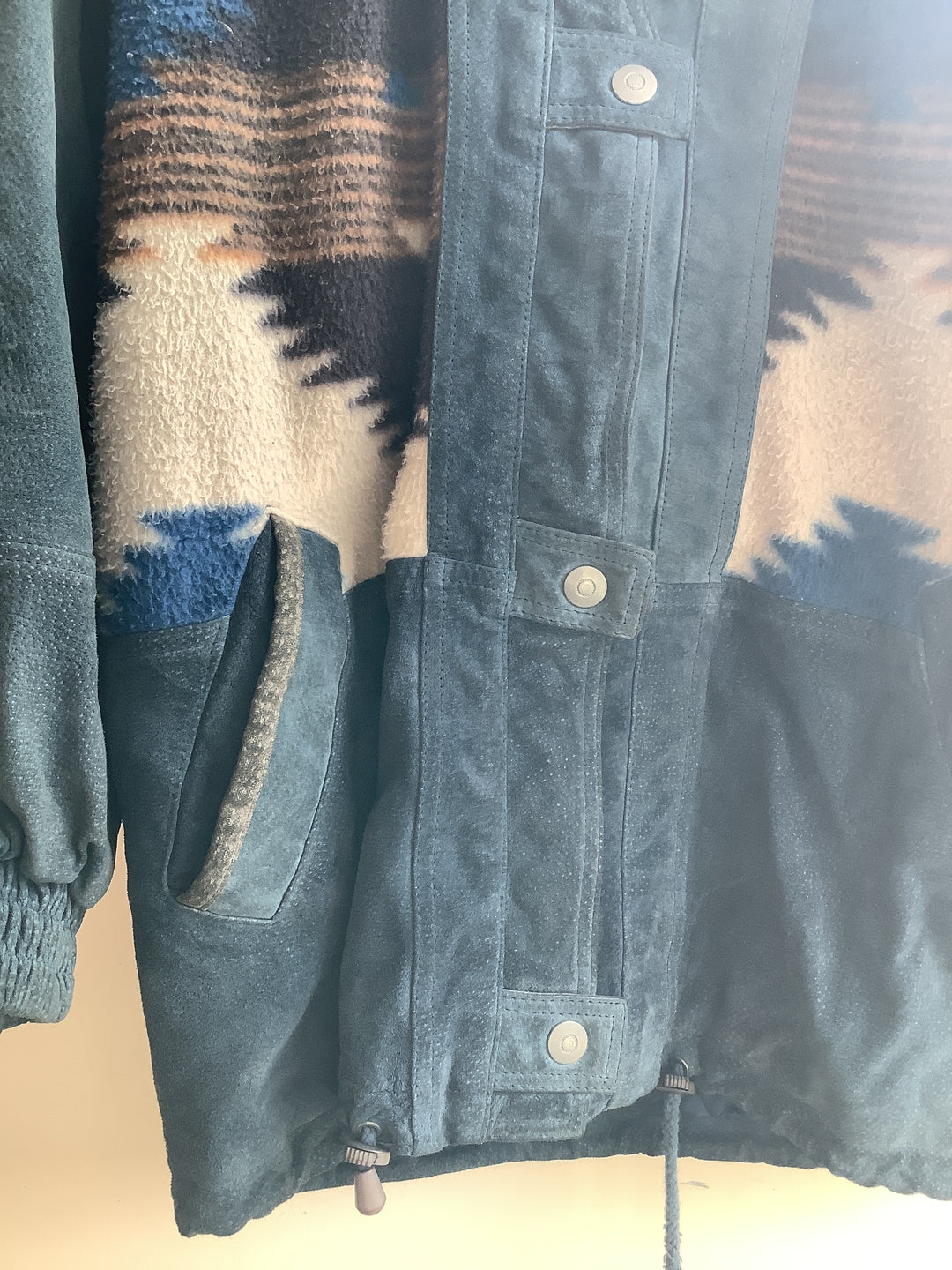 Vintage Smart Set Southwestern Fleece+Suede Hooded Jacket