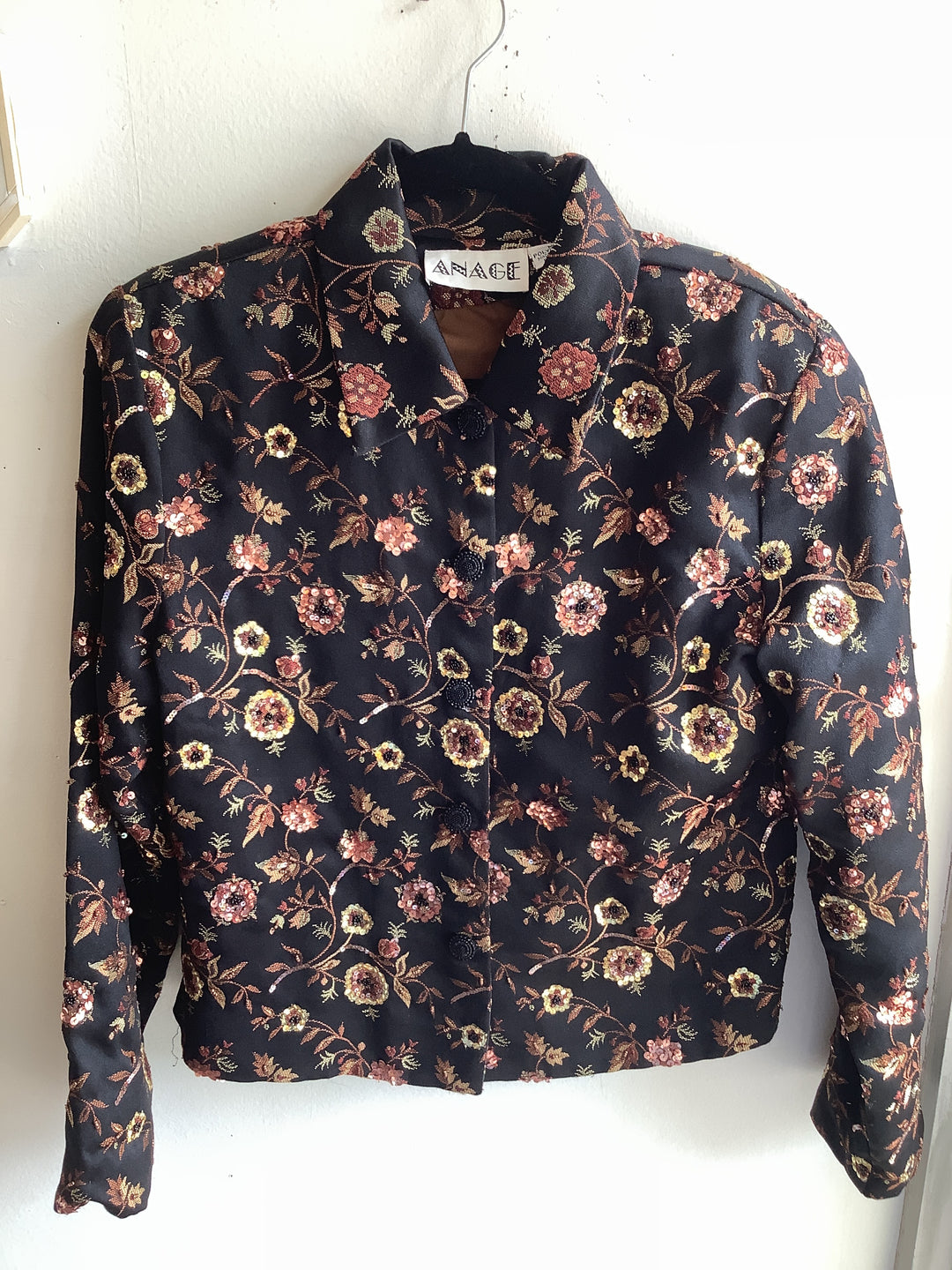 Vintage Floral Brocade Cropped Jacket