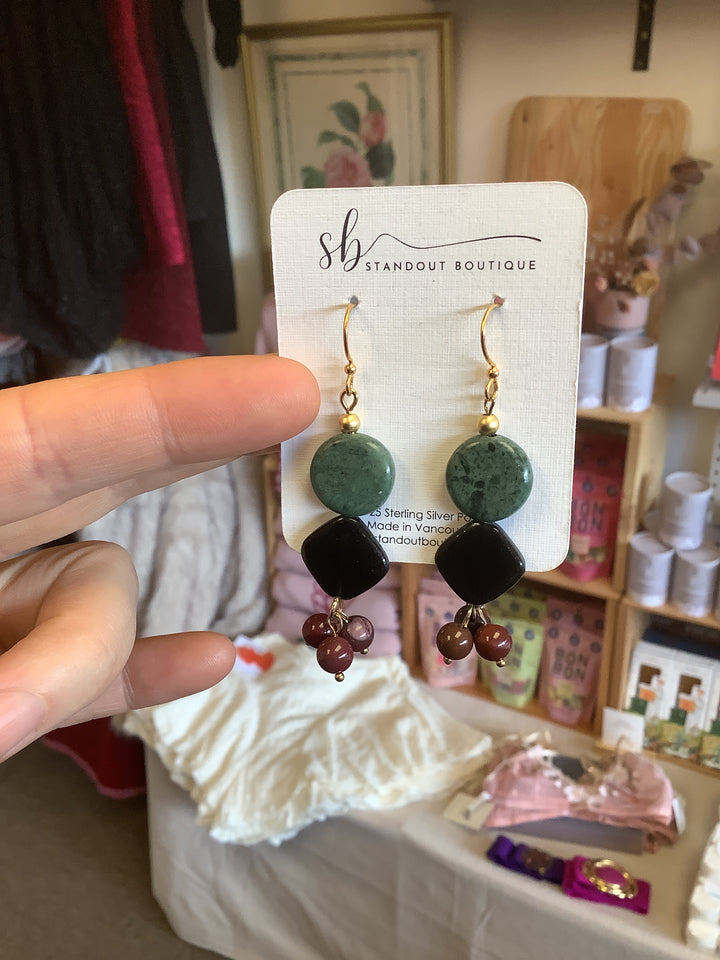 Standout Boutique Green Jasper + Obsidian Agate