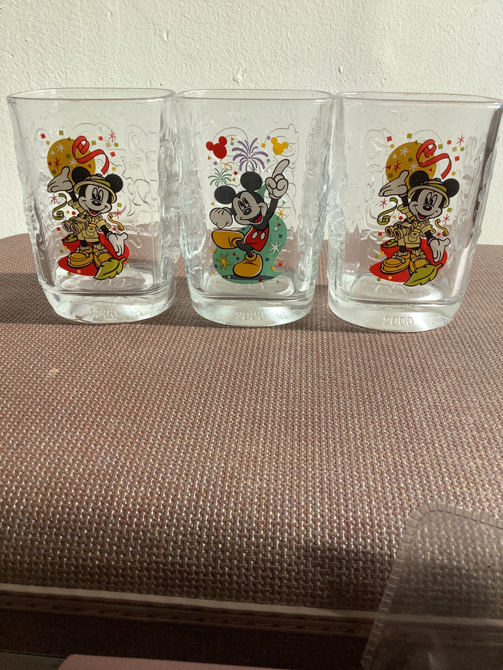 Vintage 2000 Mickey Glasses~Set of 3