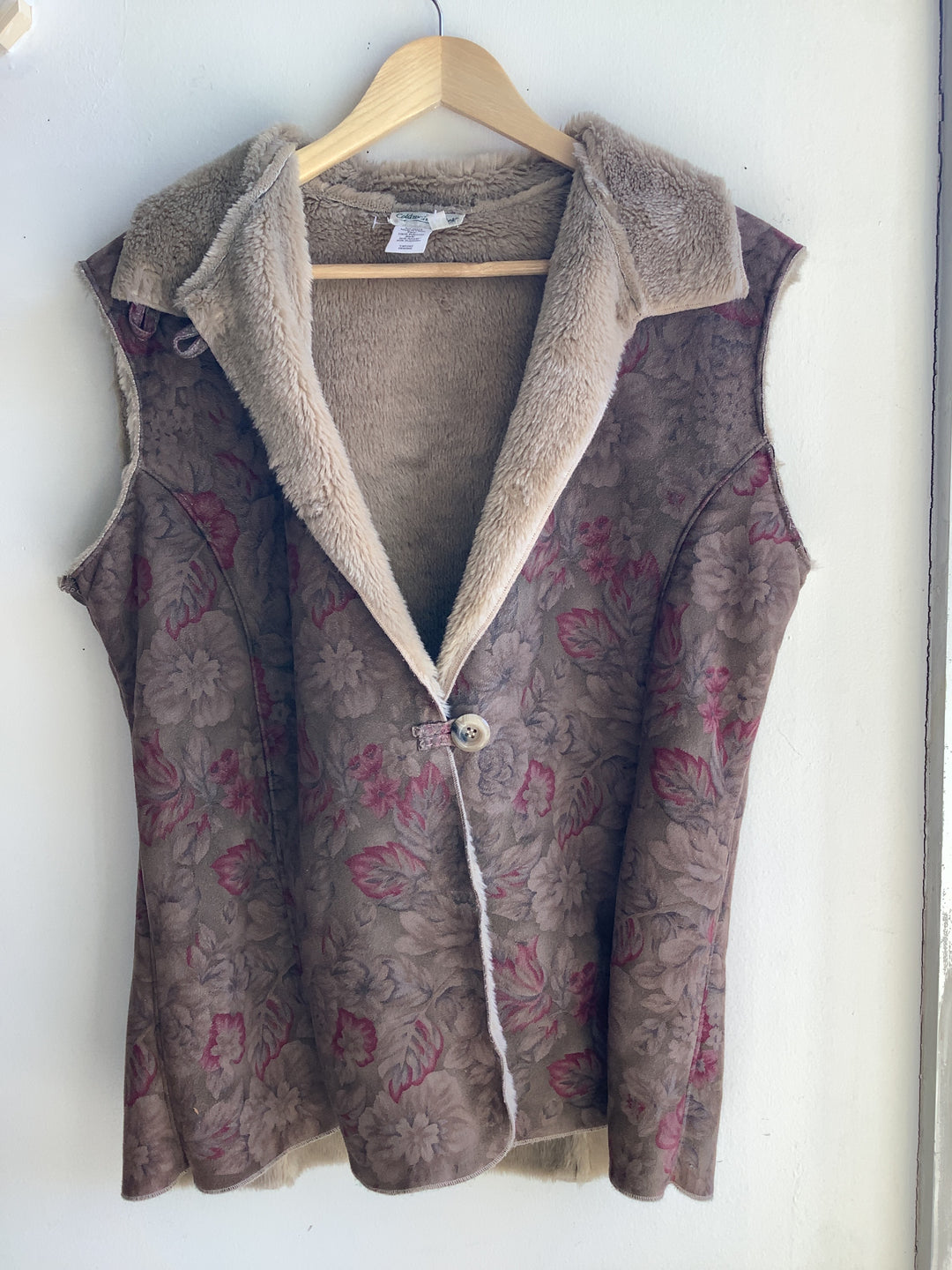 Coldwater Creek Faux Suede Floral Vest