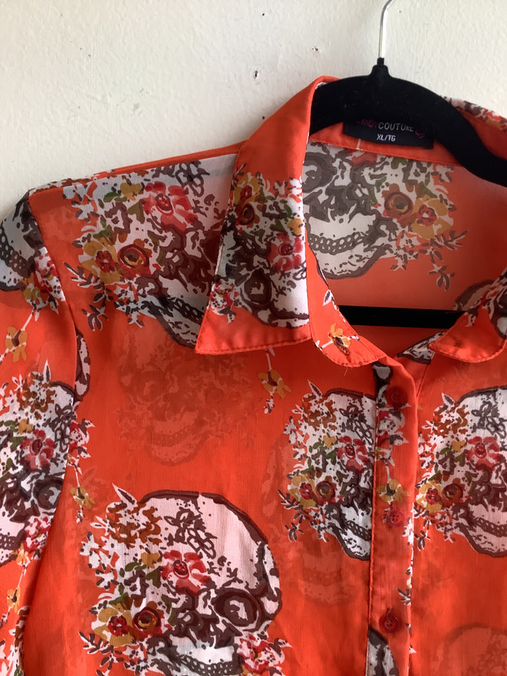 Candy Couture Floral + Skull Shirt