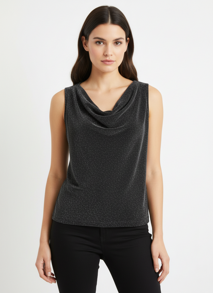 Vintage Sparkle Cowl Neck Top