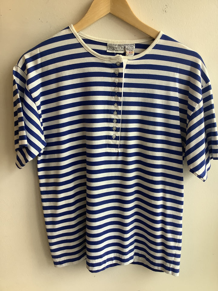 Vintage 90s Sears Tradition Breton Henley Tee